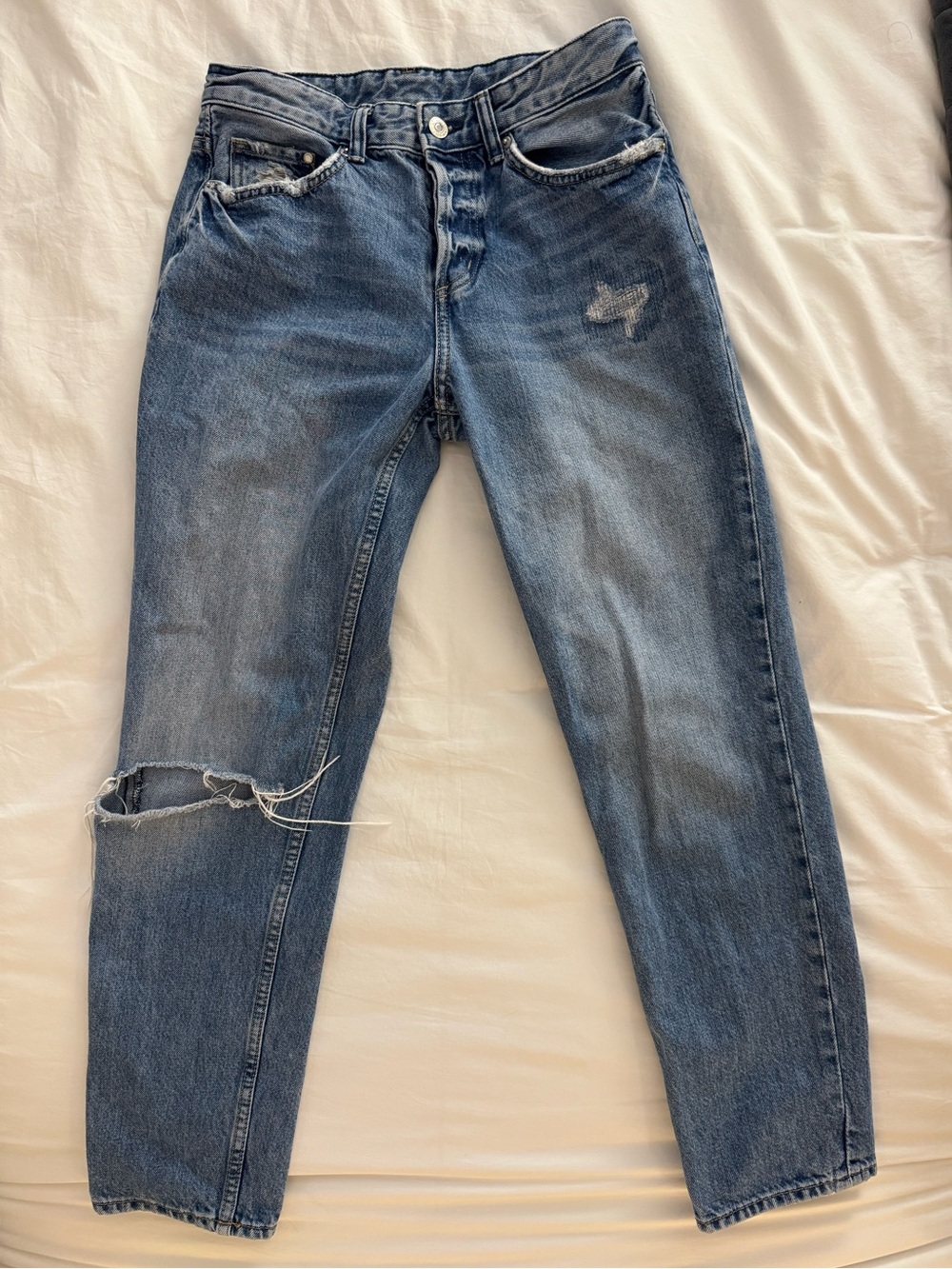 Classic Blue Women's Distressed Boyfriend Jeans